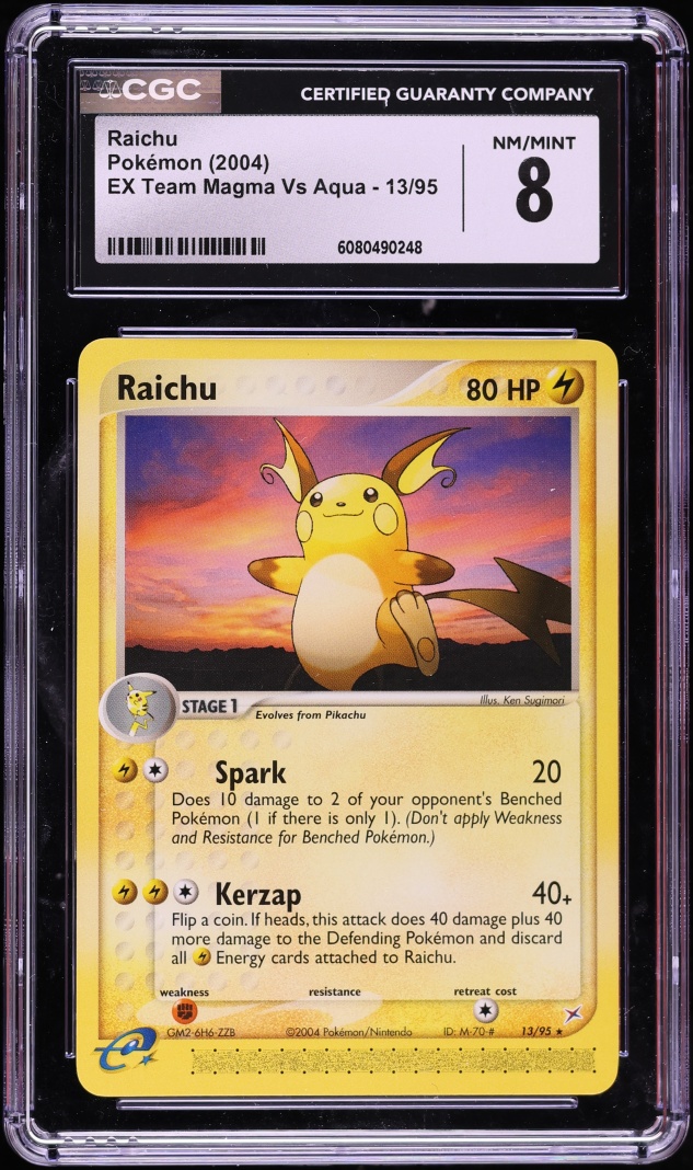 2004 Pokemon EX Team Magma VS Aqua Raichu #13 CGC 8 NM-MT