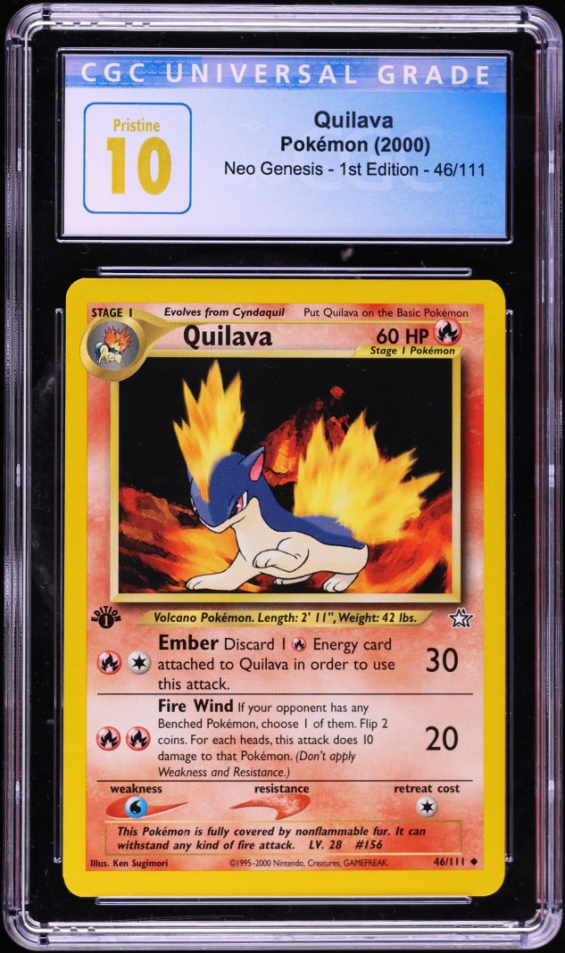 2000 Pokemon Neo Genesis 1st Edition Quilava #46 CGC 10 PRISTINE
