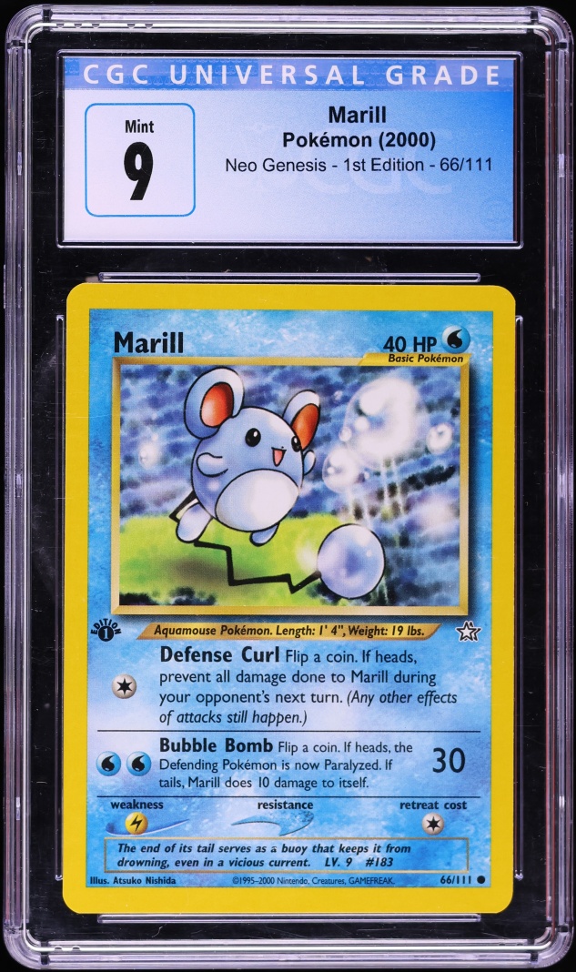 2000 Pokemon Neo Genesis 1st Edition Marill #66 CGC 9 MINT