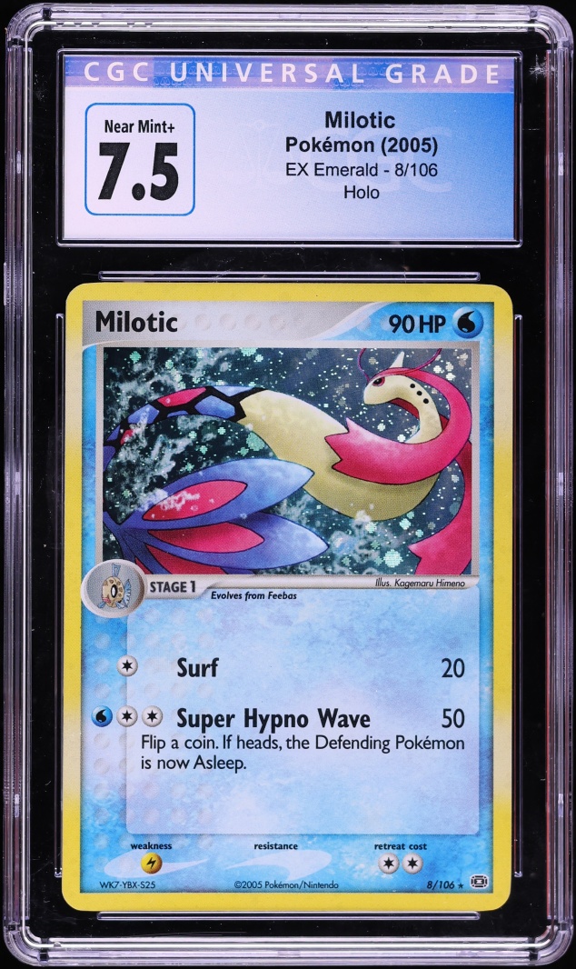 2005 Pokemon EX Emerald Holo Milotic #8 CGC 7.5 NRMT+