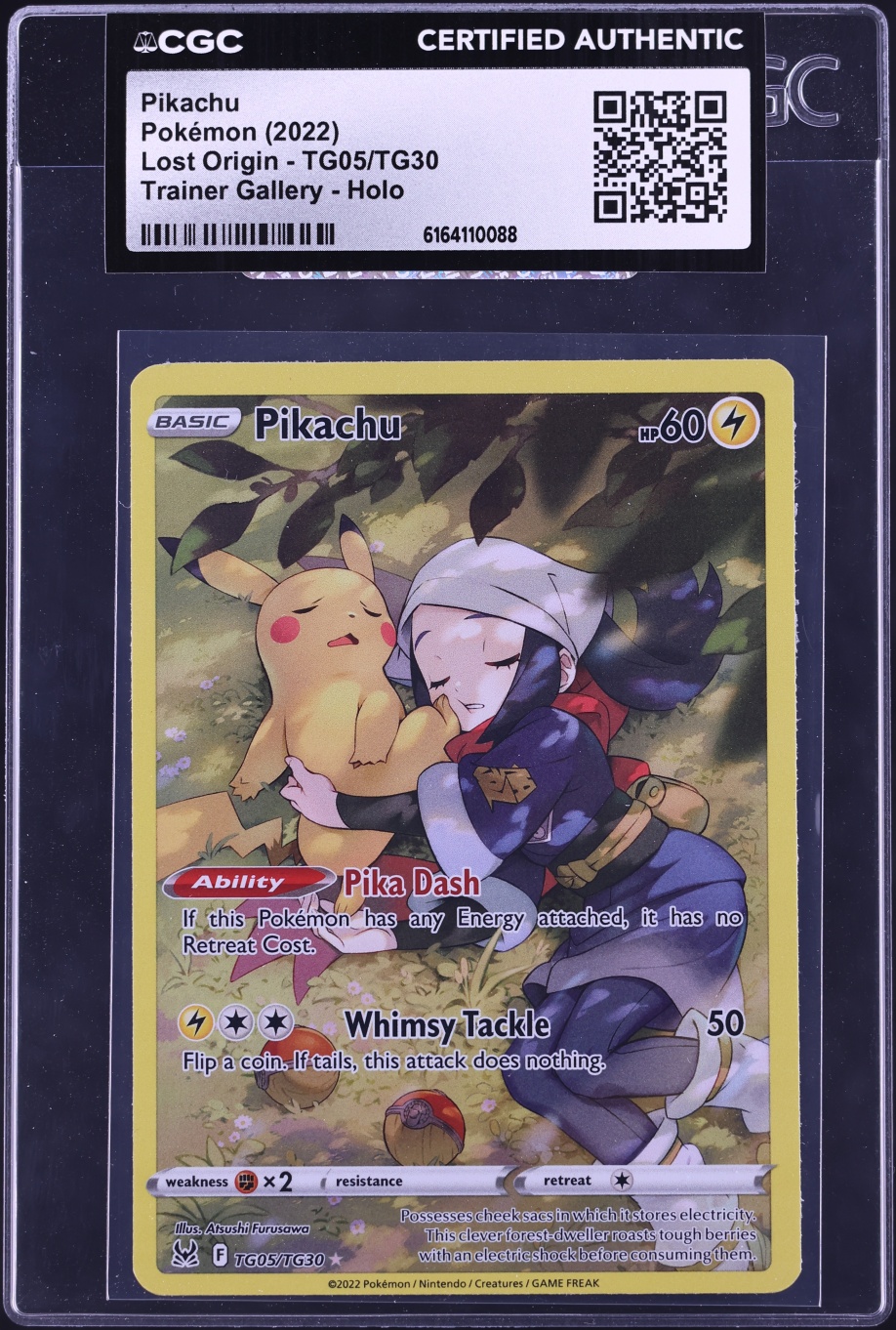 2022 Pokemon Sword & Shield Lost Origin Trainer Gallery Full Art Pikachu #TG05 CGC AUTH