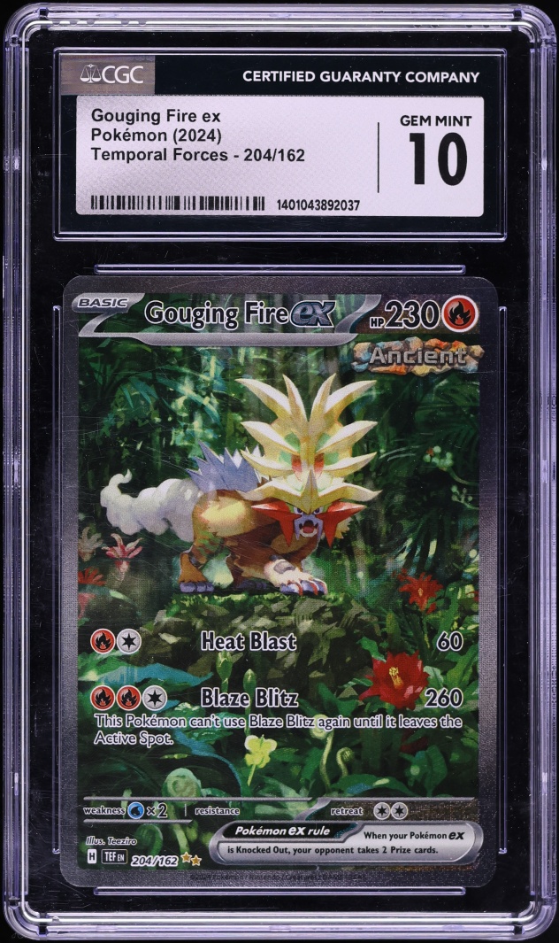 2024 Pokemon Scarlet & Violet Temporal Forces SIR Gouging Fire ex #204 CGC 10 GEM MINT