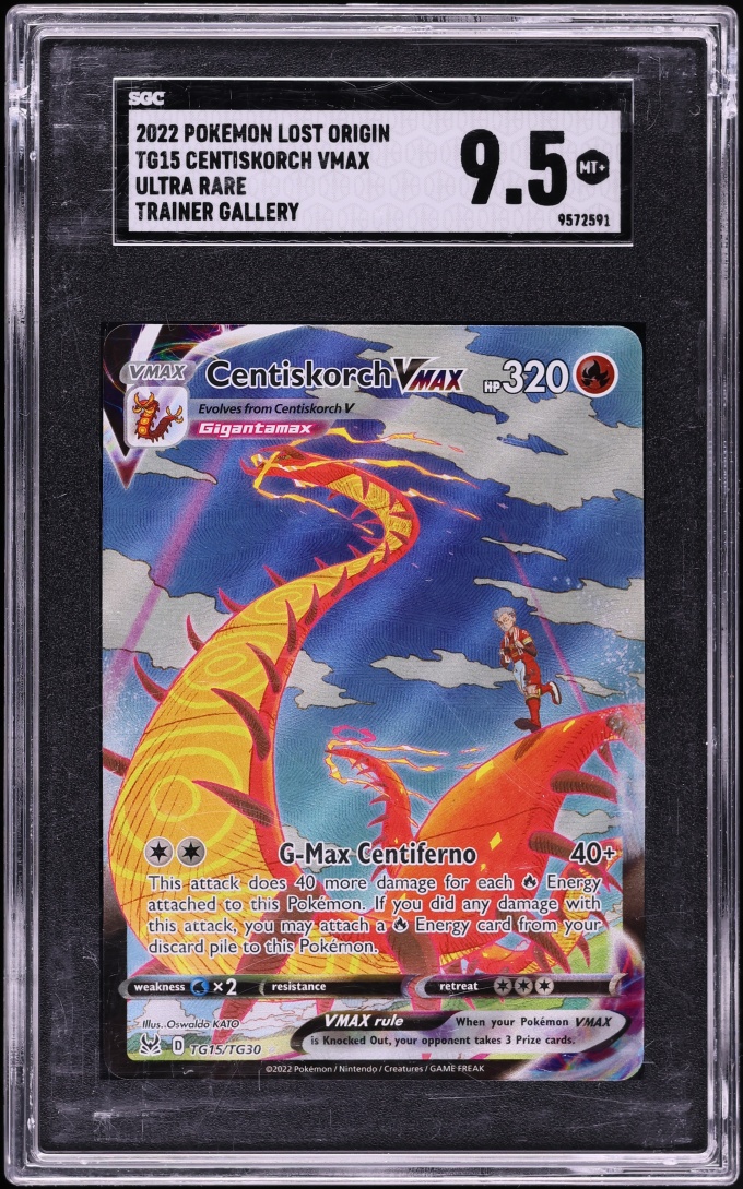2022 Pokemon Sword & Shield Lost Origin Full Art Centiskorch VMAX #TG15 SGC 9.5 MINT+