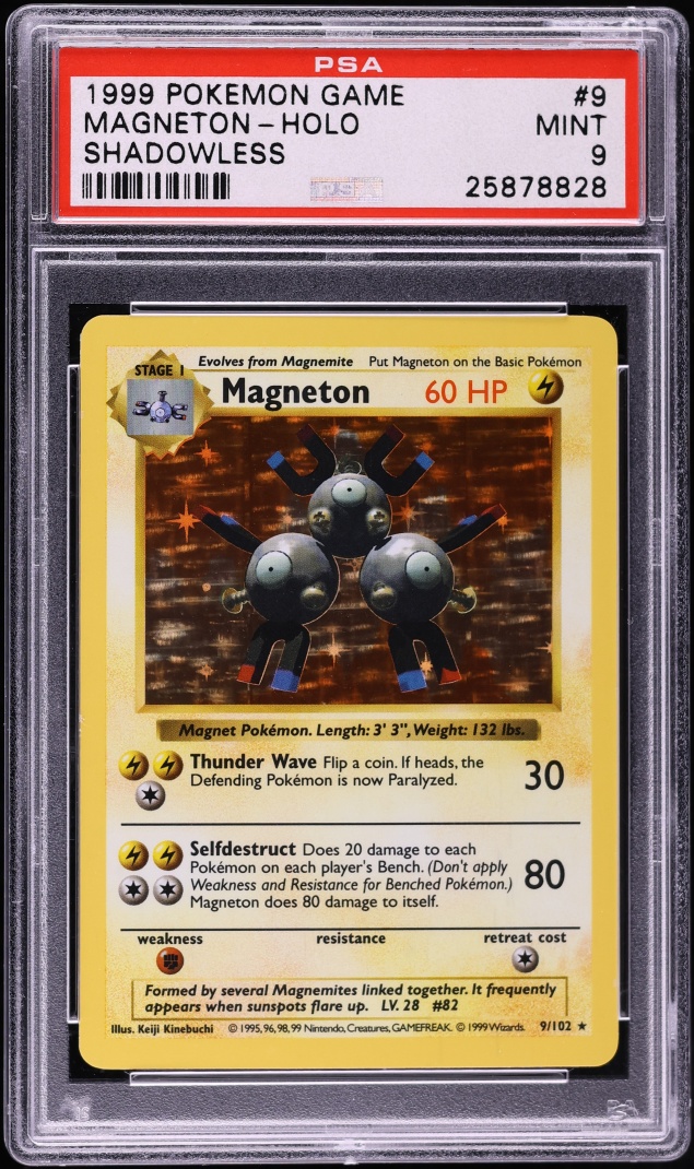 1999 Pokemon Base Set Shadowless Holo Magneton #9 PSA 9 MINT