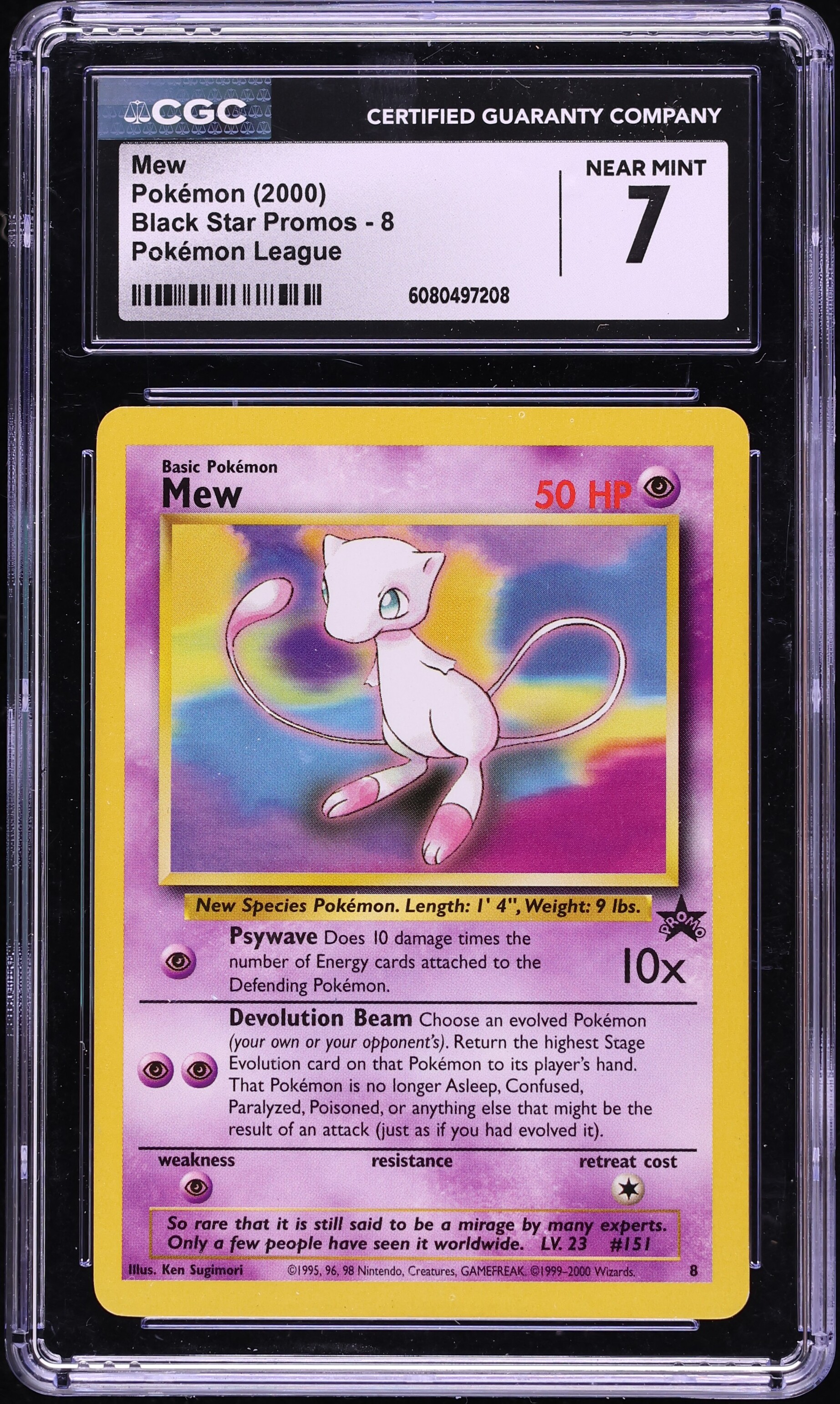 2000 Pokemon League Black Star Promo Mew #8 CGC 7 NRMT