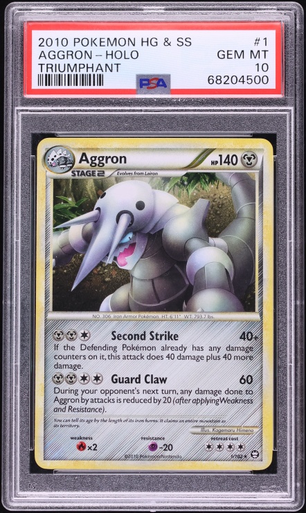 2010 Pokemon HeartGold & SoulSilver Triumphant Holo Aggron #1 PSA 10 GEM MINT