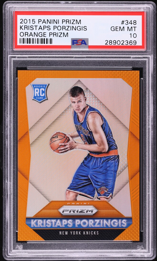 2015 Panini Prizm Orange Kristaps Porzingis ROOKIE /65 #348 PSA 10 GEM MINT
