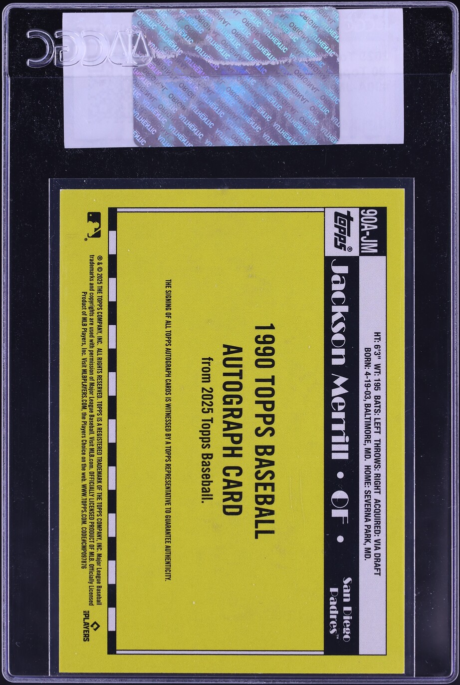 2025 Topps '90 Jackson Merrill AUTO #90A-JM CGC AUTH