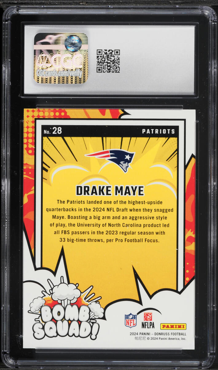 2024 Donruss Bomb Squad! Drake Maye ROOKIE #28 CGC 7.5 NRMT+