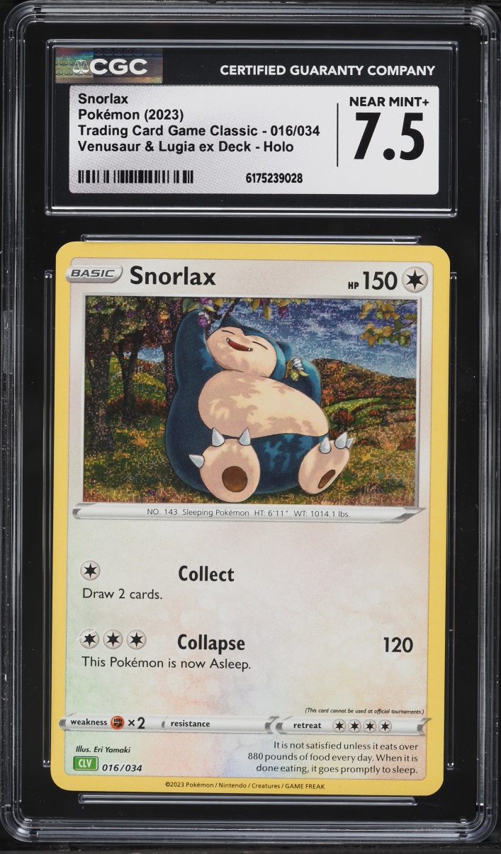 2023 Pokemon Scarlet & Violet TCG Classic Collection Holo Snorlax #16 CGC 7.5 NRMT+