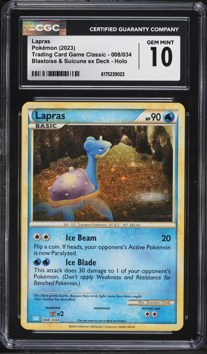 2023 Pokemon TCG Classic Blastoise & Suicune Ex Deck Holo Lapras #8 CGC 10 GEM MINT
