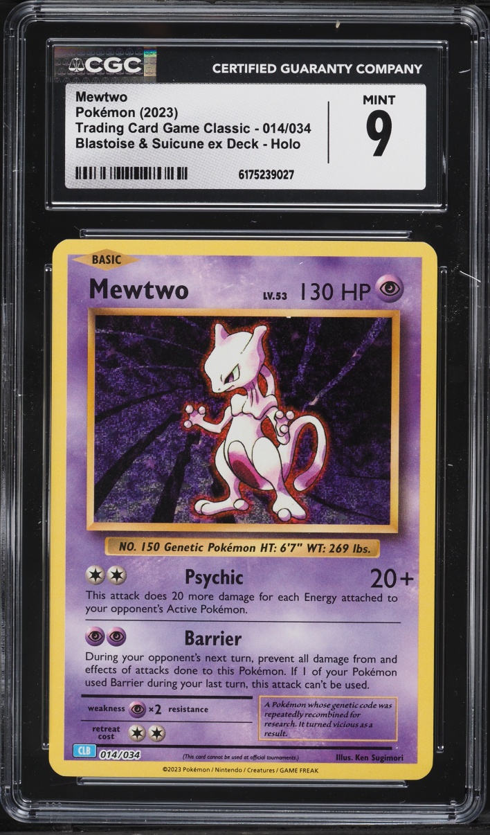 2023 Pokemon TCG Classic Collection Blastoise & Suicune Ex Deck Holo Mewtwo #14 CGC 9 MINT