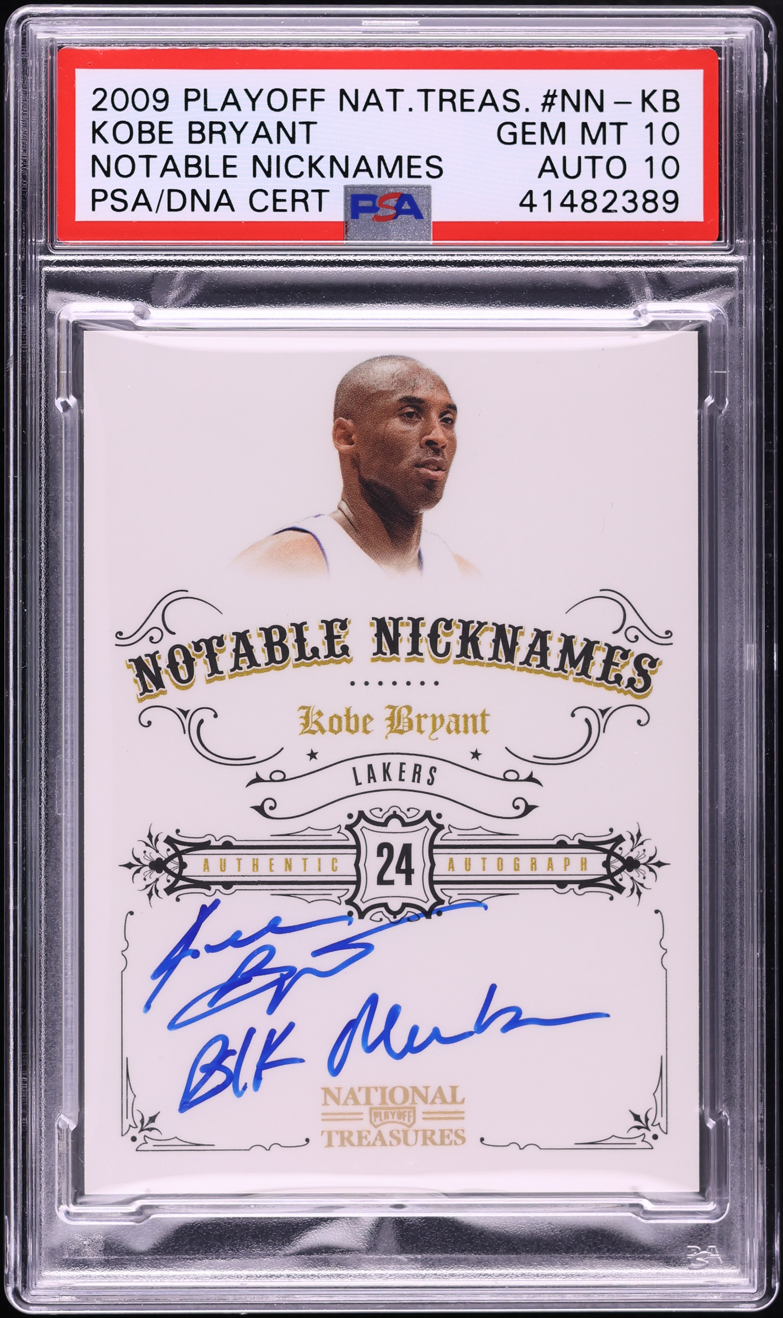 2009 National Treasures Notable Nicknames Kobe Bryant AUTO DNA 10