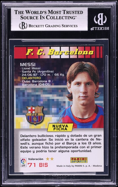 2004 Panini Sports Mega Cracks La Liga Lionel Messi ROOKIE #71BIS BGS 5 EX