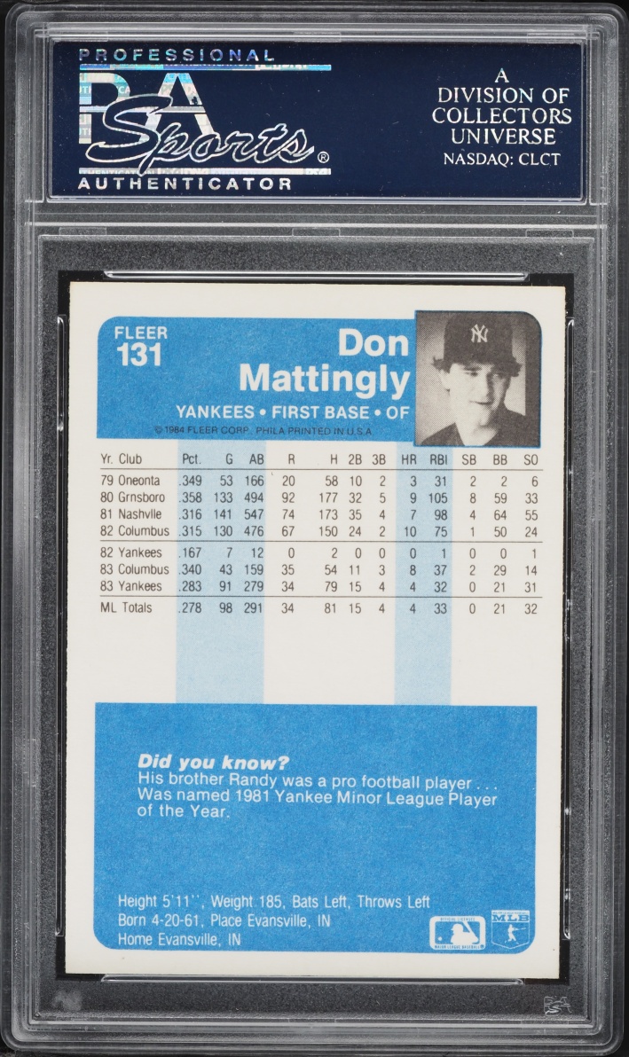 1984 Fleer Don Mattingly ROOKIE #131 PSA 9 MINT