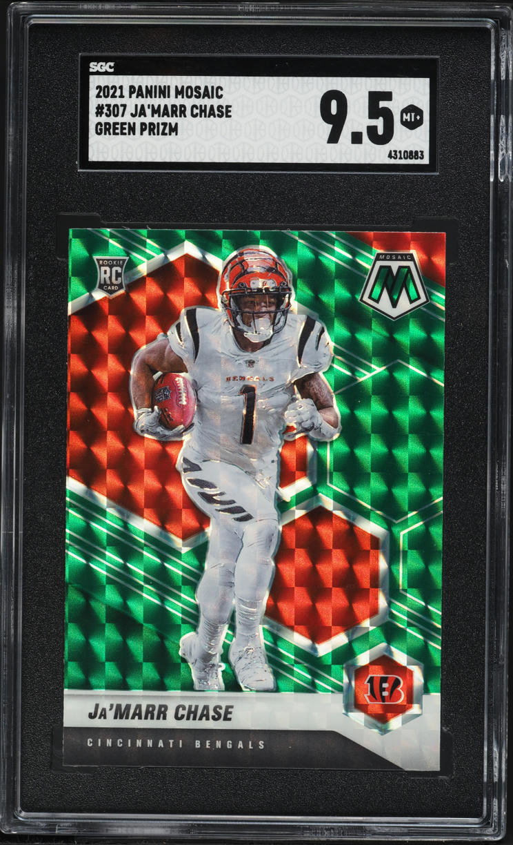 2021 Panini Mosaic Green Prizm Ja'Marr Chase ROOKIE #307 SGC 9.5 MINT+