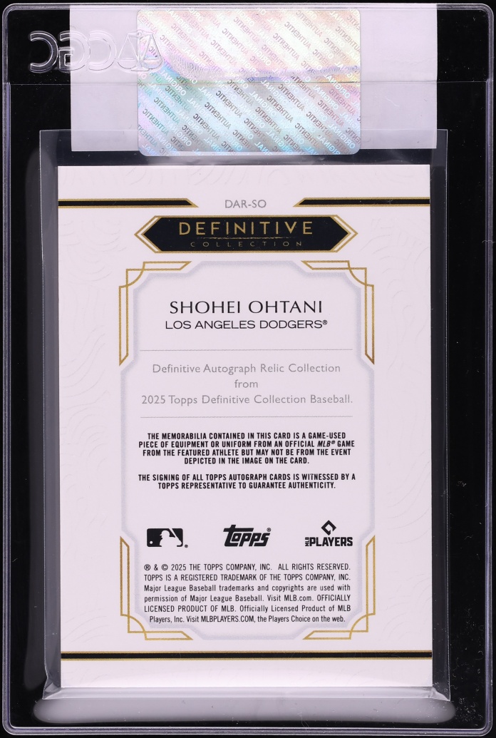 2025 Topps Definitive Collection Red Shohei Ohtani PATCH AUTO 5/5 #DAR-SO CGC AUTH