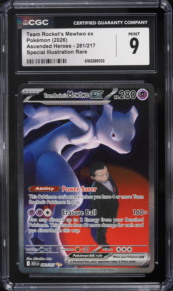 2026 Pokemon Mega Evolution Ascended Heroes SIR Team Rocket's Mewtwo Ex #281 CGC 9 MINT