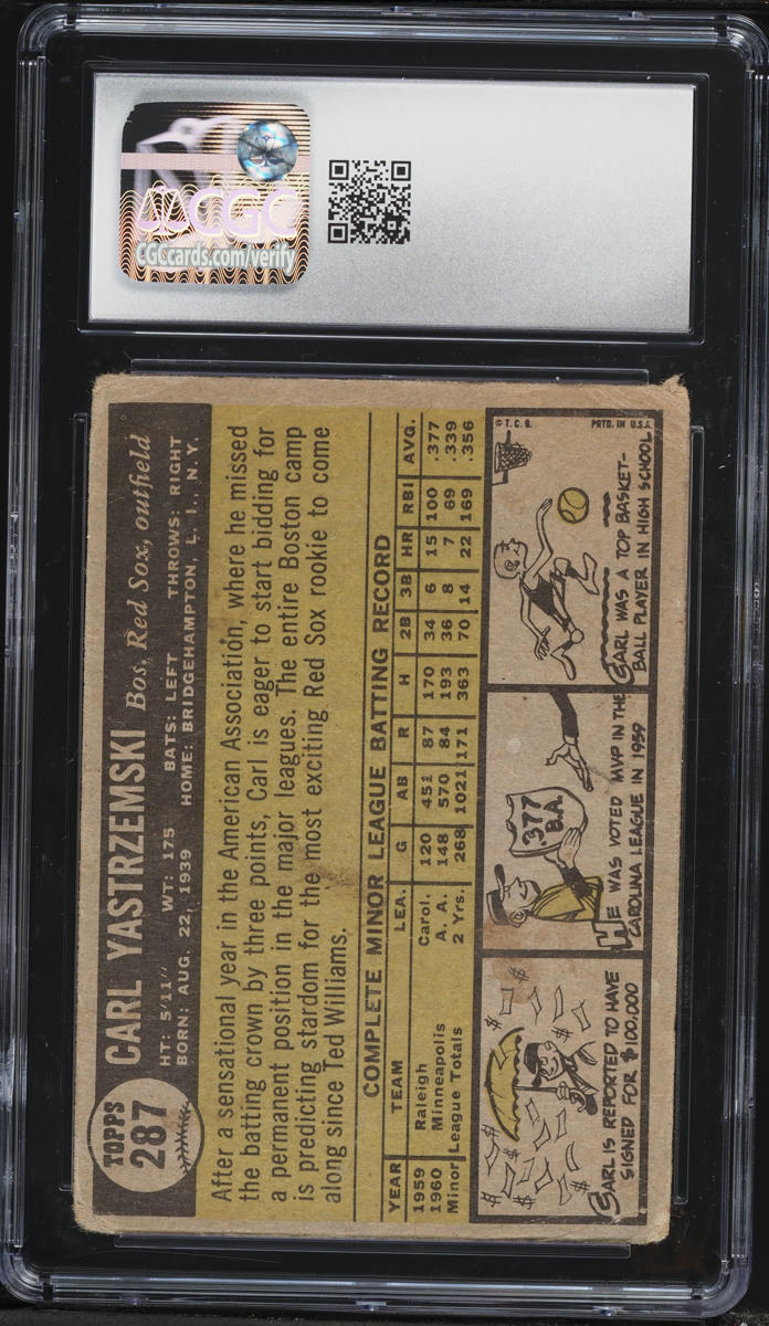 1961 Topps Carl Yastrzemski ROOKIE #287 CGC 1.5 FR