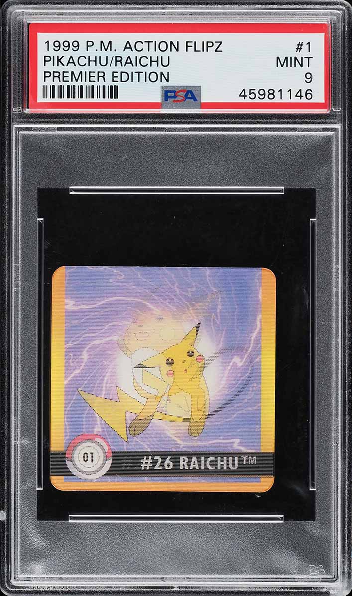 1999 Pokemon Action Flipz Premier Edition Pikachu Raichu #1 PSA 9 MINT