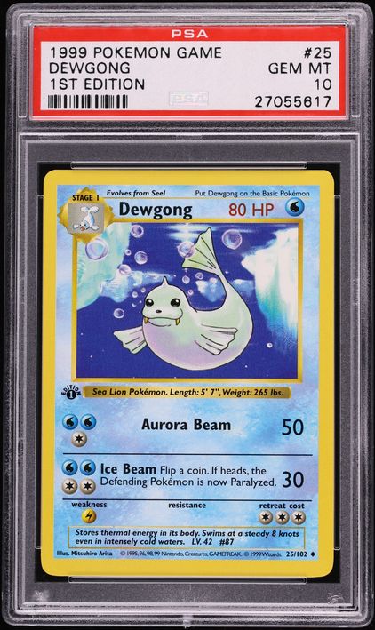 1999 Pokemon Base Set Shadowless 1st Edition Dewgong #25 PSA 10 GEM MINT