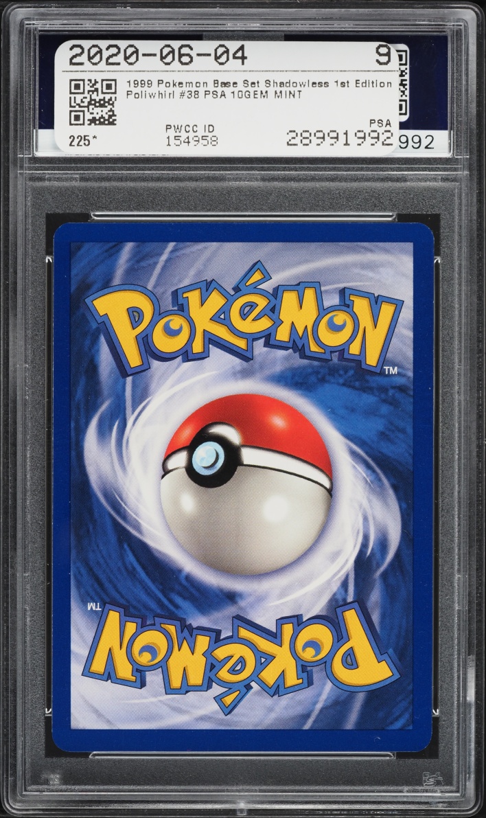 1999 Pokemon Base Set Shadowless 1st Edition Poliwhirl #38 PSA 10 GEM MINT