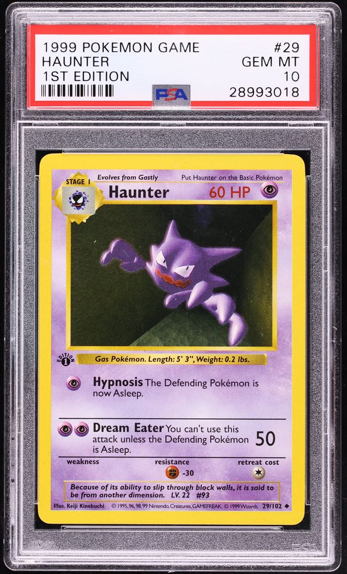 1999 Pokemon Base Set Shadowless 1st Edition Haunter #29 PSA 10 GEM MINT