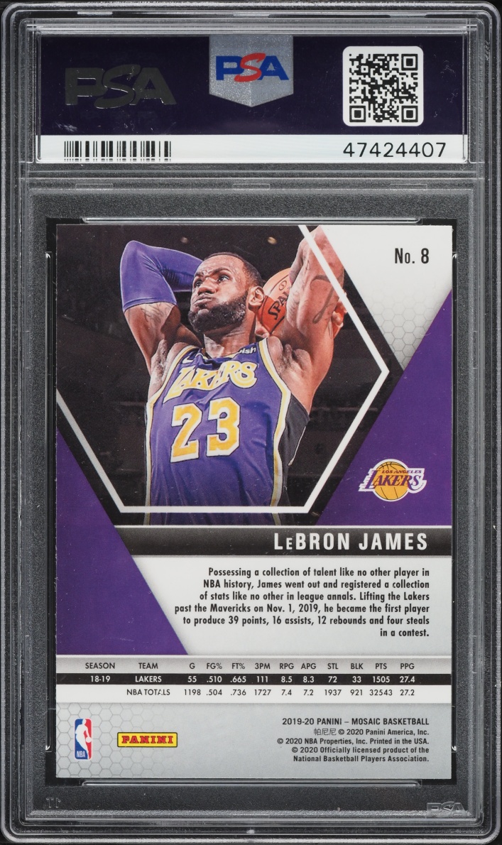 2019 Panini Mosaic Prizm LeBron James #8 PSA 10 GEM MINT