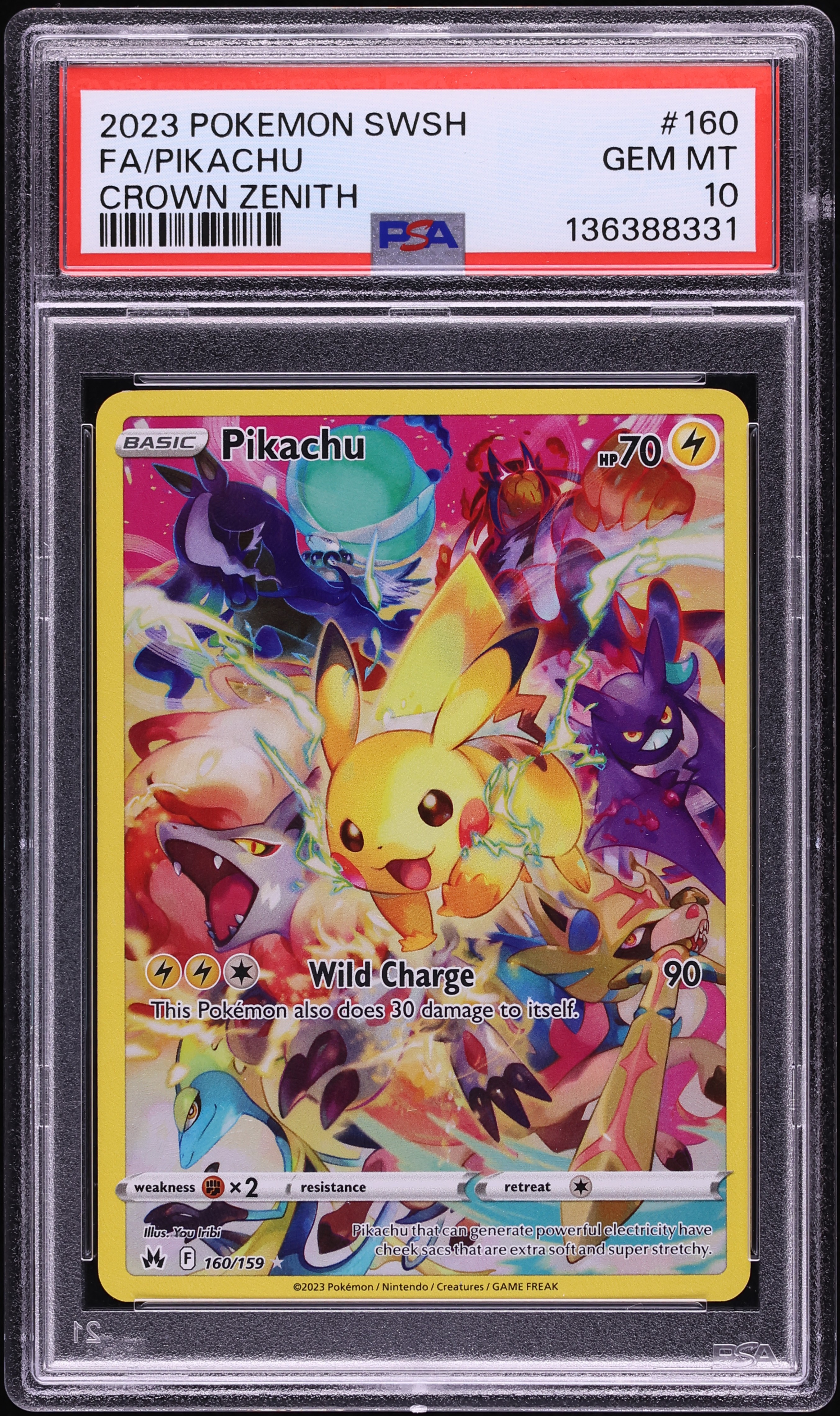 2023 Pokemon Sword & Shield Crown Zenith SEC Pikachu #160 PSA 10 GEM MINT
