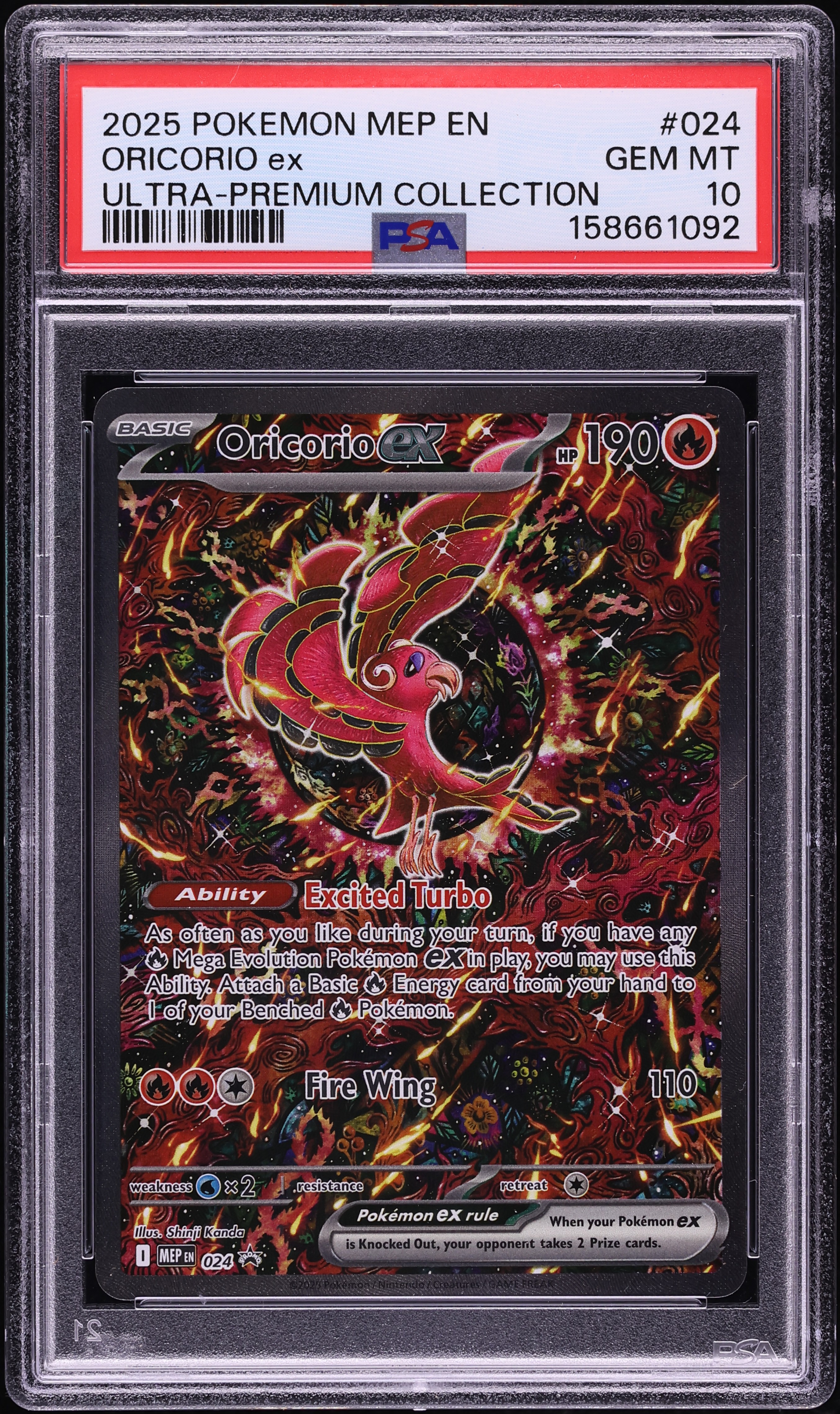 2025 Pokemon Mega Evolution Promo Charizard X Ultra Premium Full Art Oricorio ex #24 PSA 10 GEM