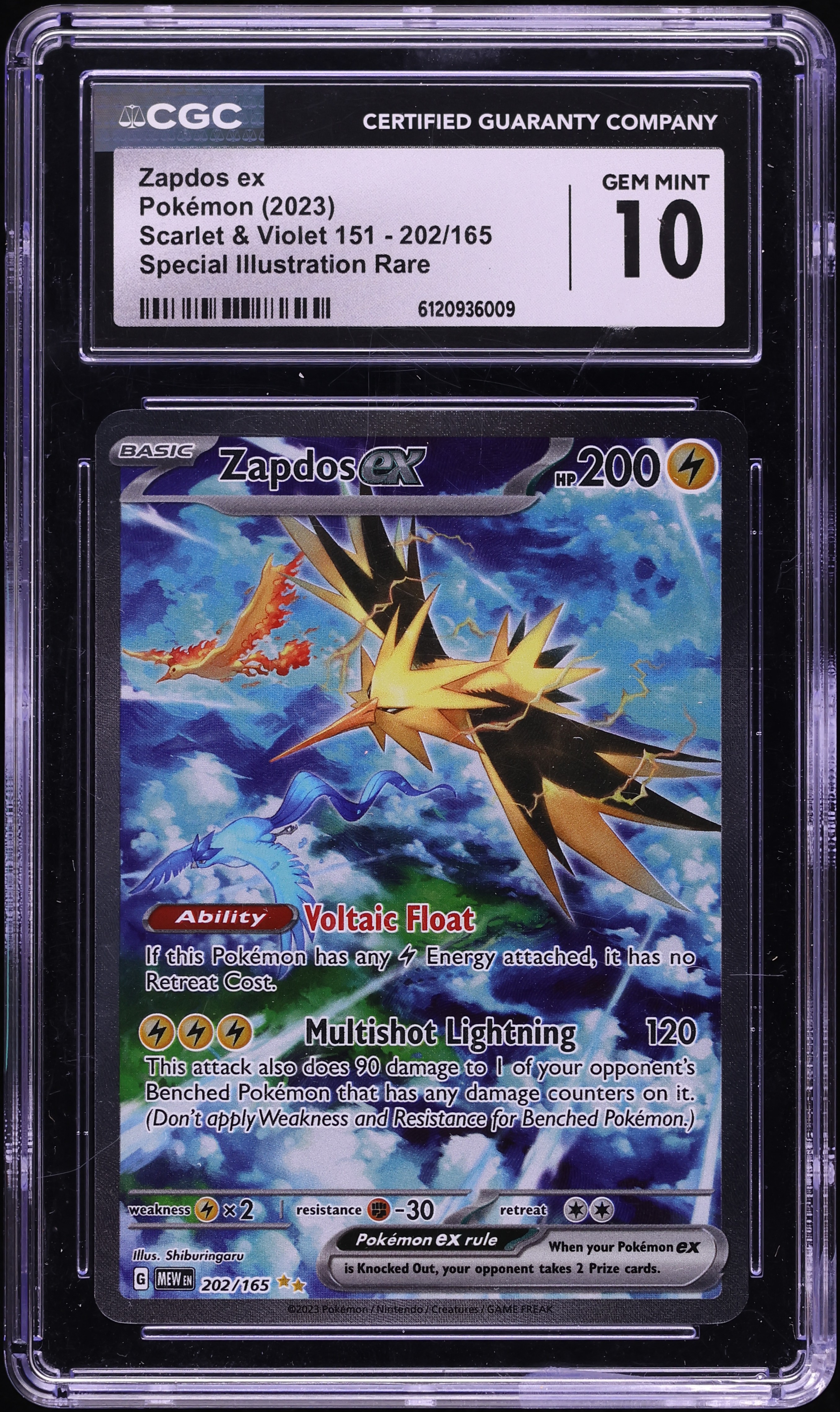 2023 Pokemon Scarlet & Violet 151 SIR Zapdos ex #202 CGC 10 GEM MINT