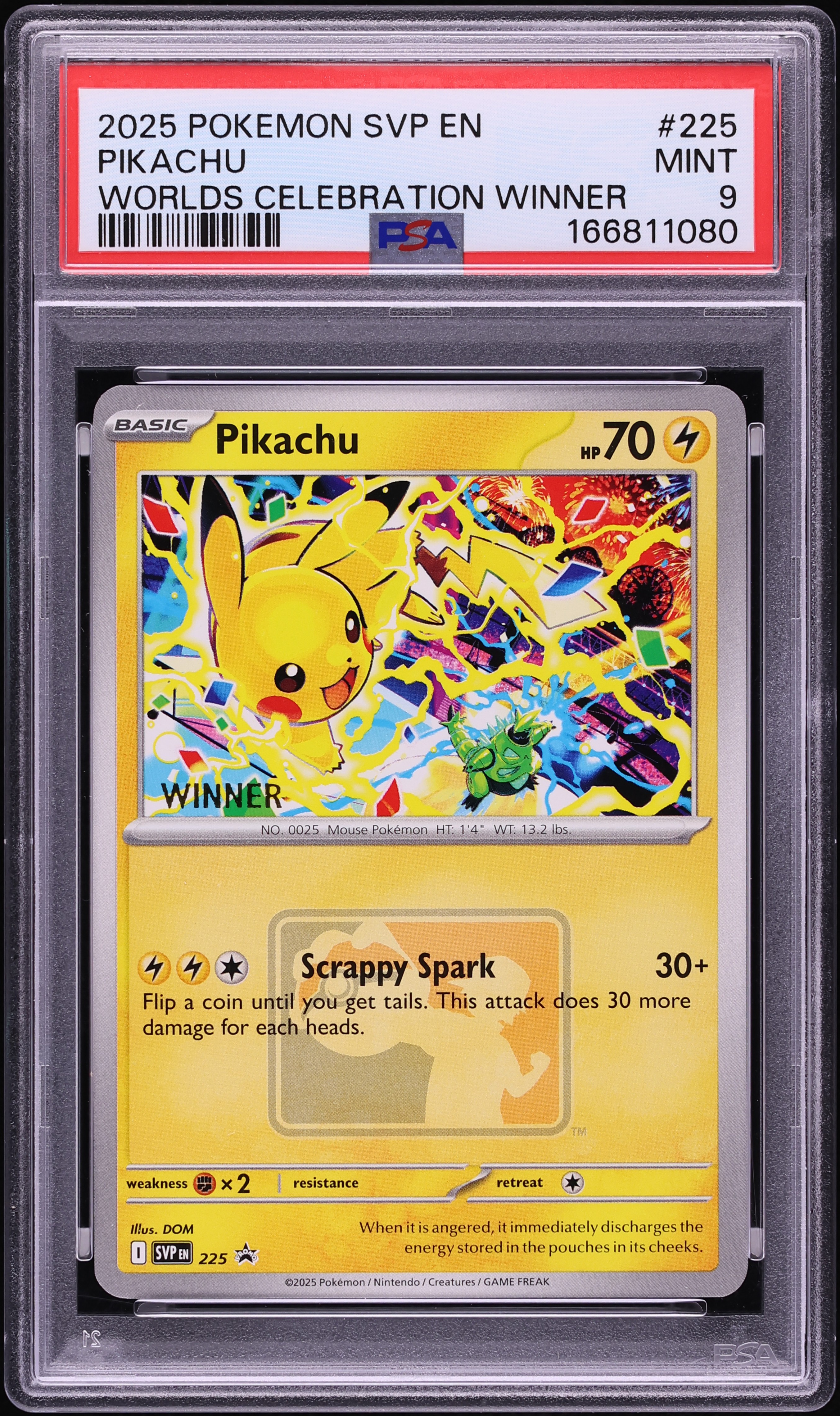2025 Pokemon Scarlet & Violet Promo Worlds Celebration Winner Pikachu #225 PSA 9 MINT