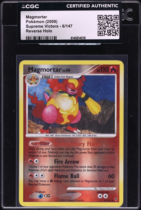 2009 Pokemon Platinum Supreme Victors Reverse Holo Magmortar #6 CGC AUTH