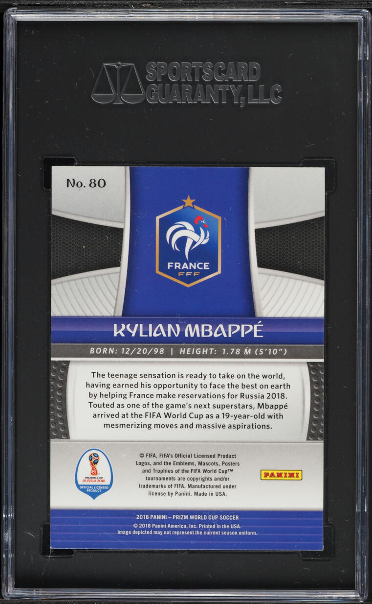 2018 Panini Prizm World Cup Kylian Mbappe ROOKIE #80 SGC 8.5 NM-MT+