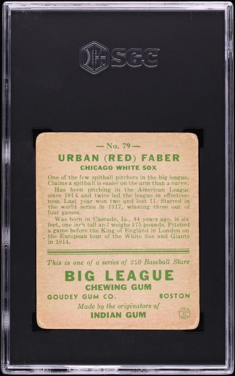 1933 Goudey Urban Red Faber #79 SGC 1.5 FR