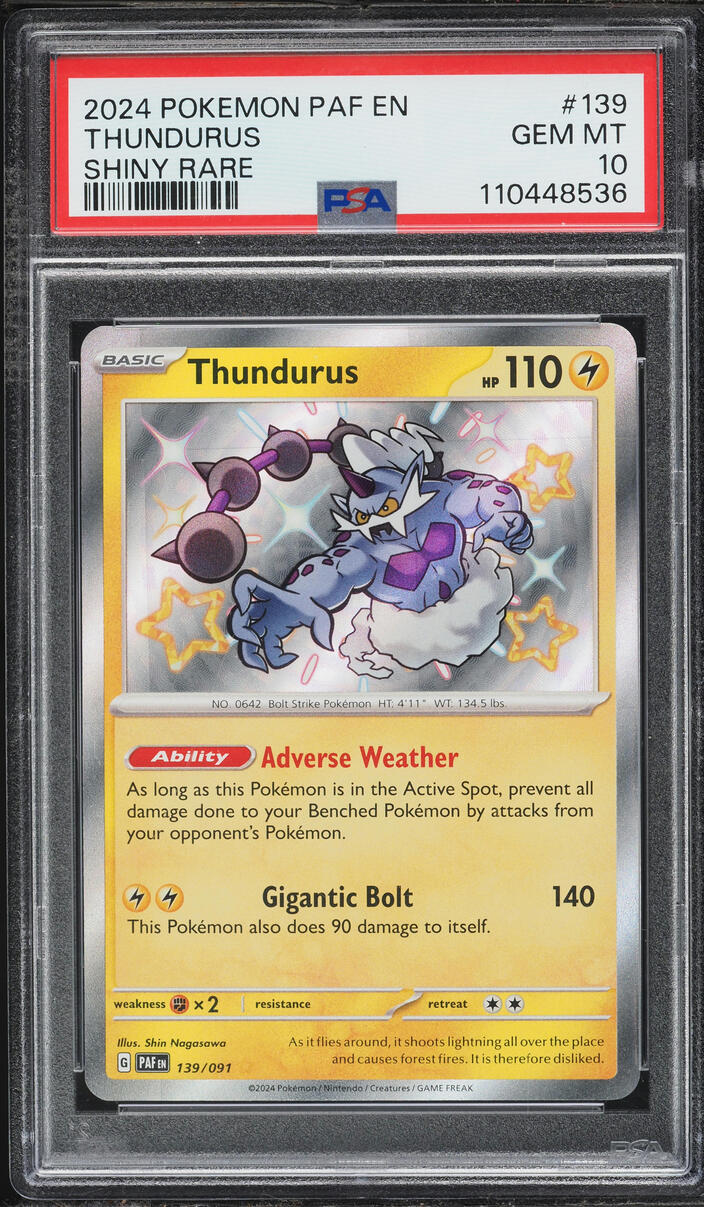 2024 Pokemon SV Paldean Fates Shiny Rare Thundurus #139 PSA 10 GEM MINT