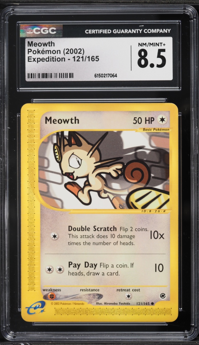 2002 Pokemon Expedition Meowth #121 CGC 8.5 NM-MT+