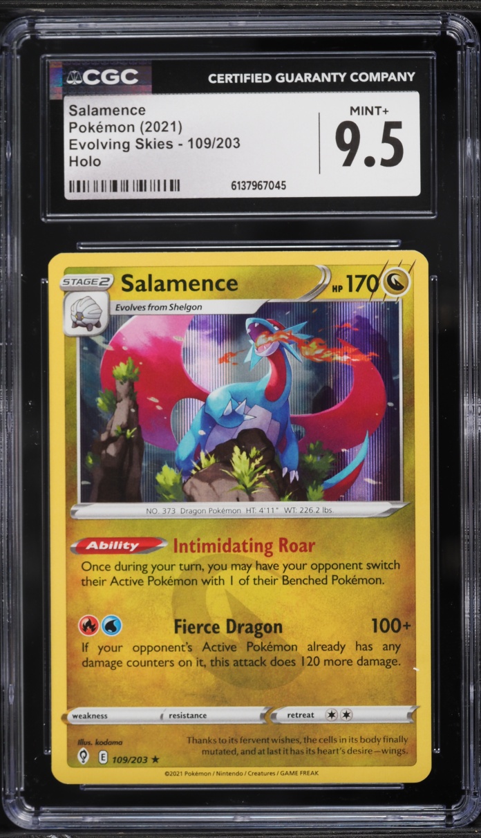 2021 Pokemon Sword & Shield Evolving Skies Holo Salamence #109 CGC 9.5 MINT+