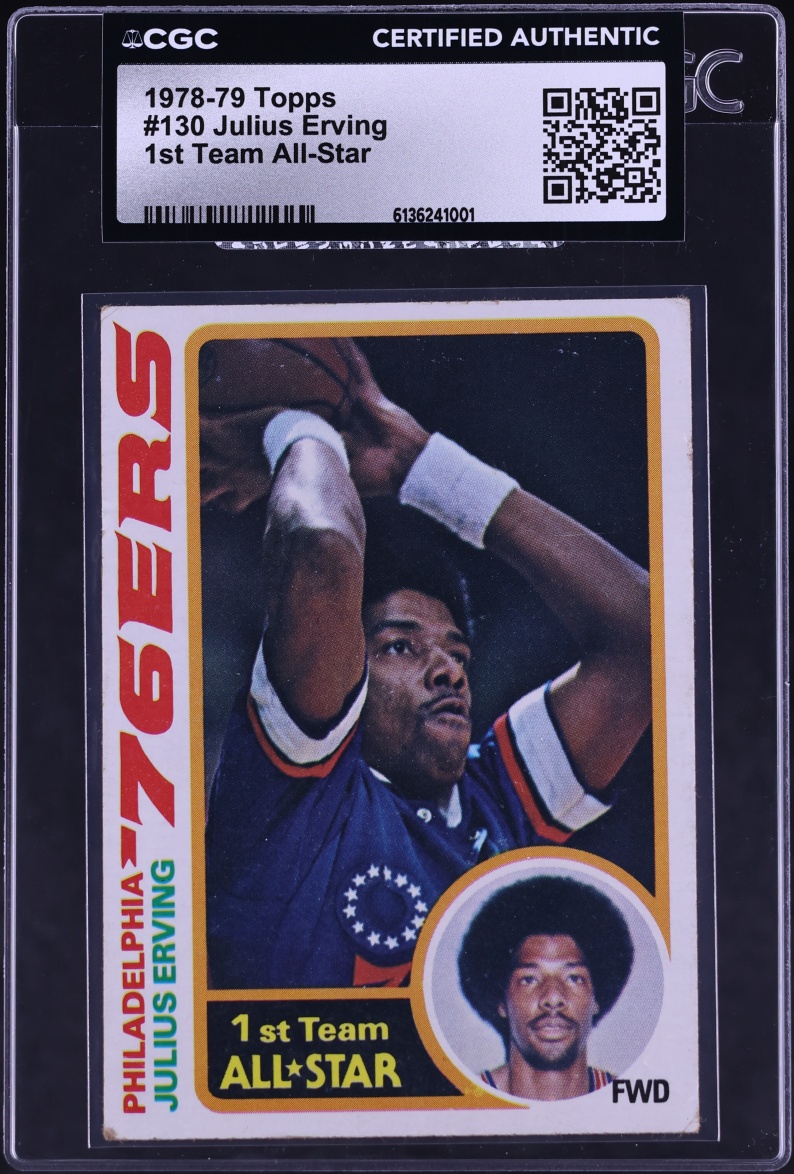 1978 Topps Basketball Julius Erving 1ST TEAM ALL-STAR #130 CGC AUTH
