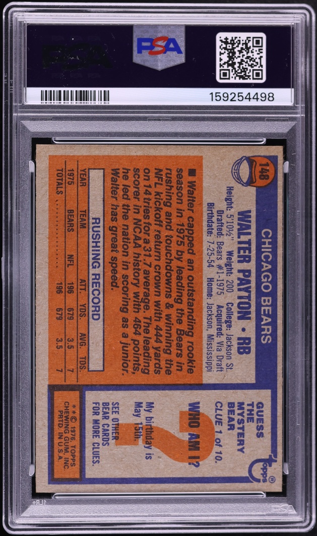 1976 Topps Football Walter Payton ROOKIE #148 PSA 8 NM-MT