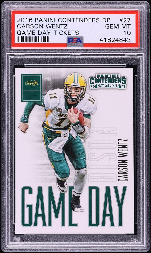 2016 Panini Contenders Draft Game Day Carson Wentz ROOKIE #27 PSA 10 GEM MINT