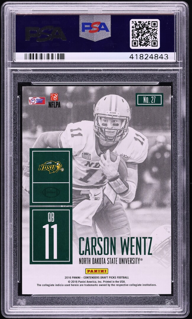 2016 Panini Contenders Draft Game Day Carson Wentz ROOKIE #27 PSA 10 GEM MINT