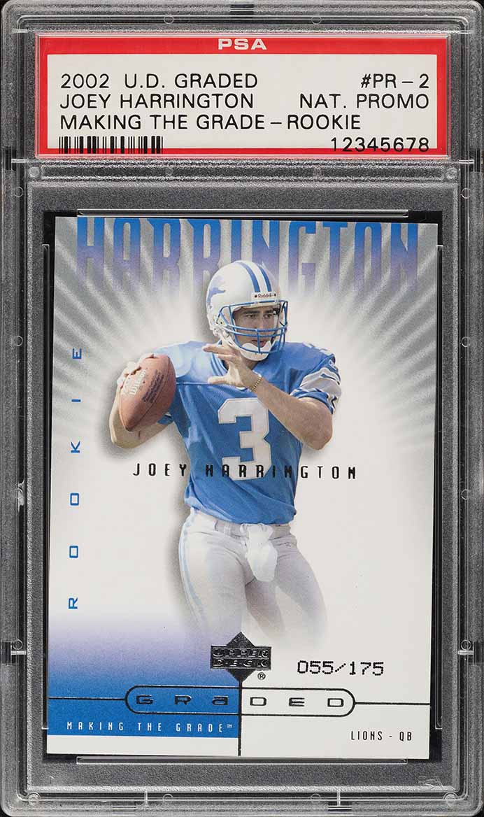 2002 Upper Deck Graded National Promo Joey Harrington ROOKIE /175 #PR-2 PSA AUTH