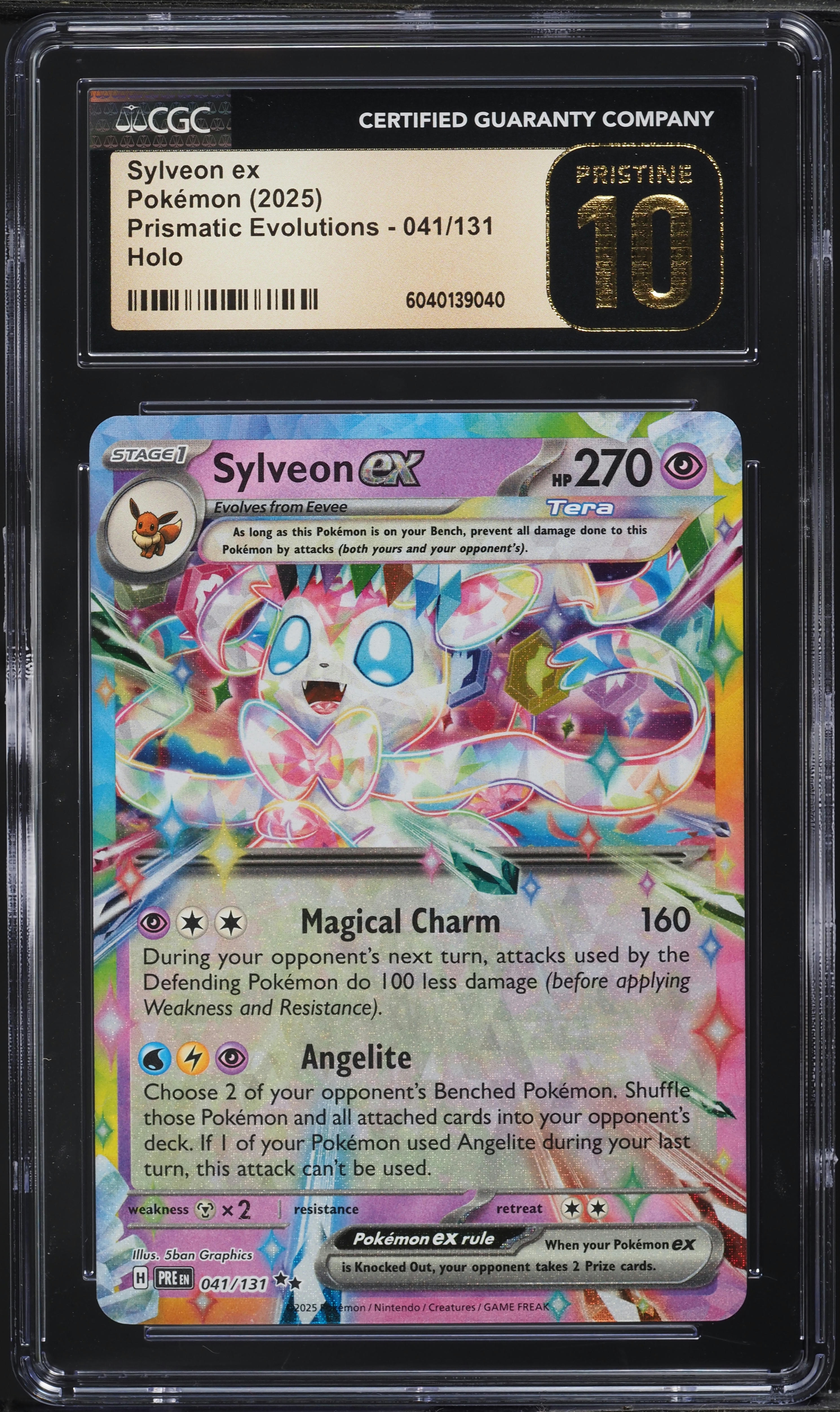 2025 Pokemon Scarlet & Violet Prismatic Evolutions Holo Sylveon Ex #41 CGC 10 PRISTINE
