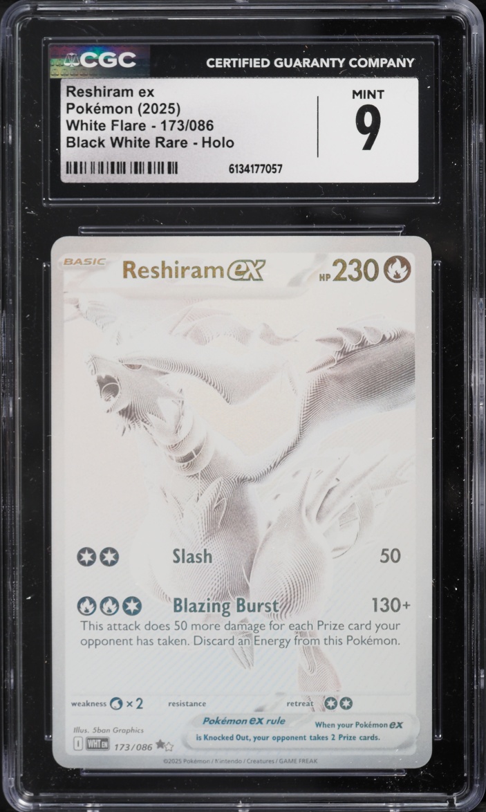 2025 Pokemon Scarlet & Violet White Flare BWR Reshiram EX #173 CGC 9 MINT