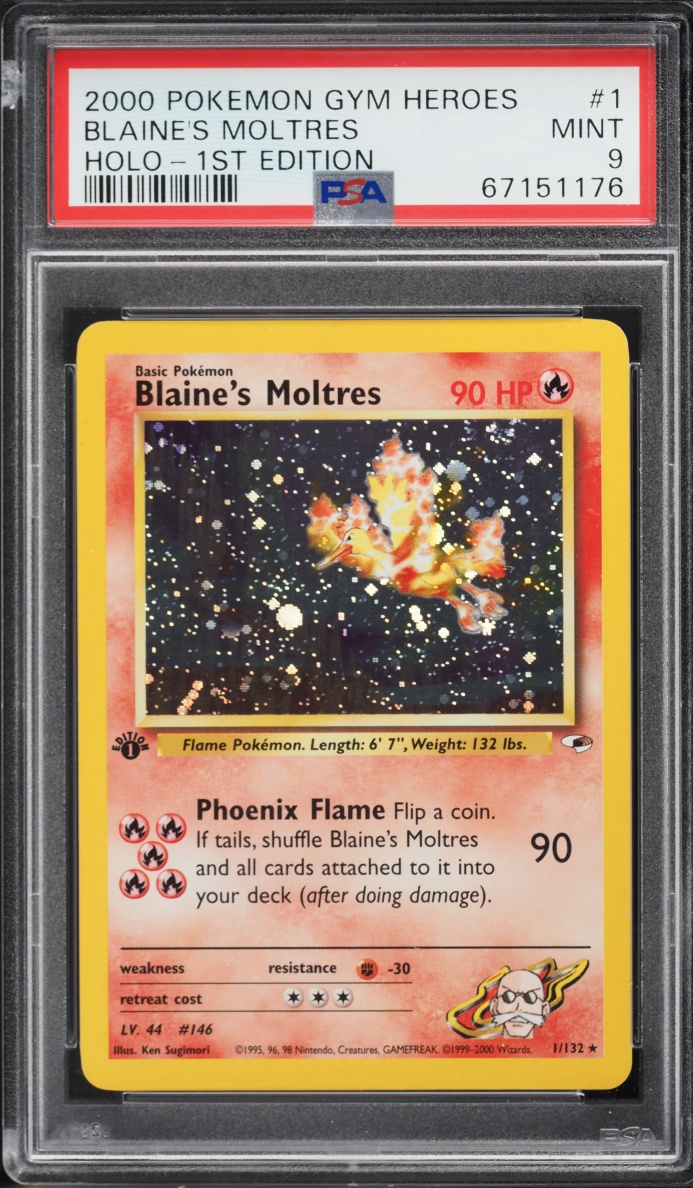 2000 Pokemon Gym Heroes 1st Edition Holo Blaine's Moltres #1 PSA 9 MINT