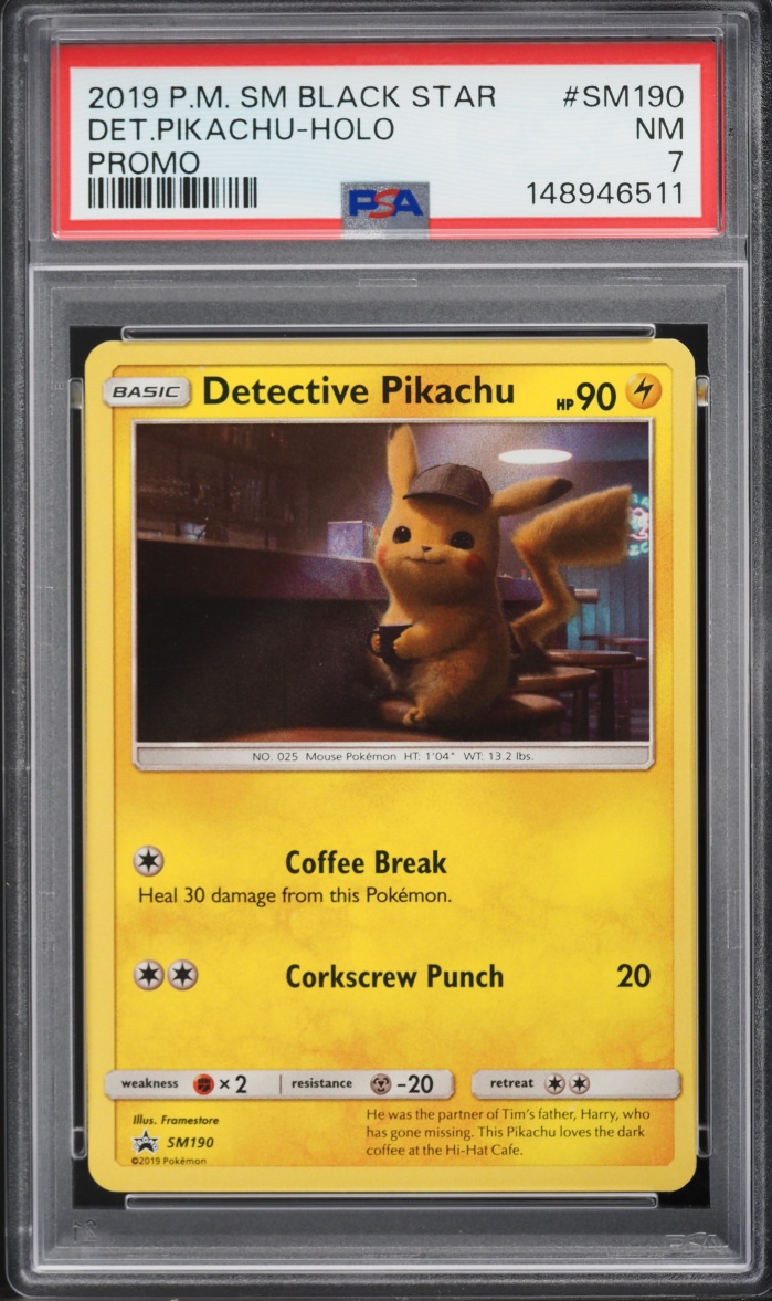 2019 Pokemon Sun & Moon Promo Holo Detective Pikachu #SM190 PSA 7 NRMT