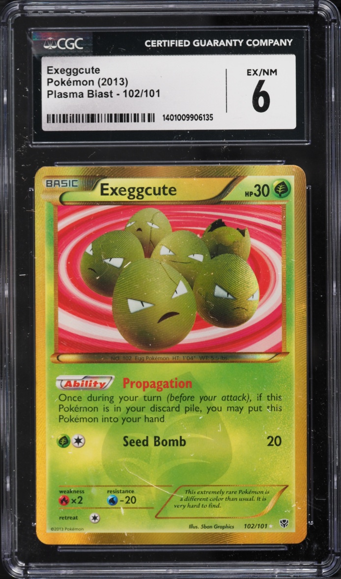2013 Pokemon Black & White Plasma Blast Holo Exeggcute #102 CGC 6 EXMT