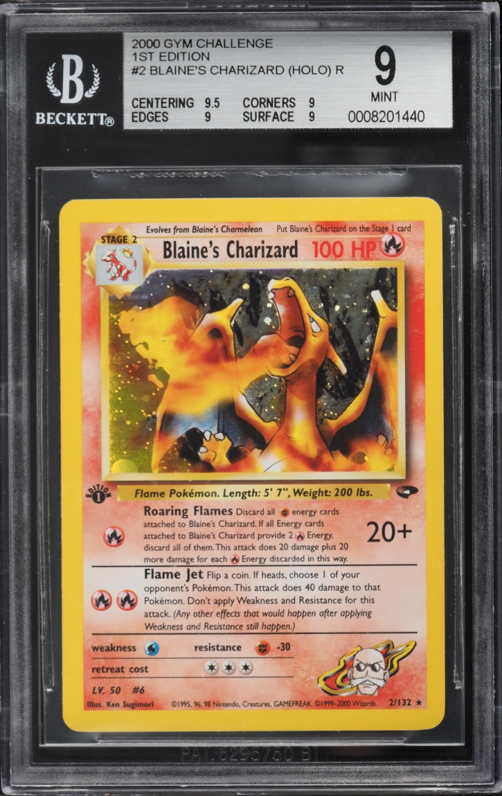 2000 Pokemon Gym Challenge 1st Edition Holo Blaine's Charizard #2 BGS 9 MINT
