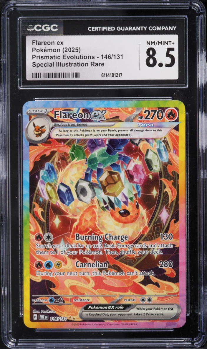 2025 Pokemon Scarlet & Violet Prismatic Evolutions SIR Flareon ex #146 CGC 8.5 NM-MT+